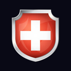 Switzerland Silver Shield Flag Icon