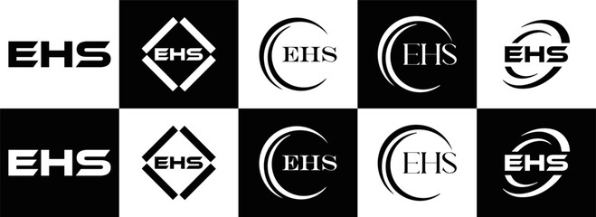 EHS logo. E H S design. EHS letter. EHS, E H S letter logo SET design. Initial letter EHS linked circle uppercase monogram logo. E H S letter logo SET vector design. EHS letter logo design	
