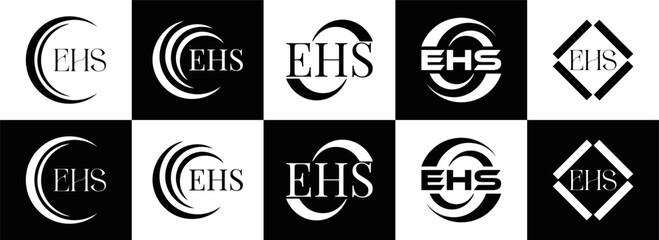 EHS logo. E H S design. EHS letter. EHS, E H S letter logo SET design. Initial letter EHS linked circle uppercase monogram logo. E H S letter logo SET vector design. EHS letter logo design	
