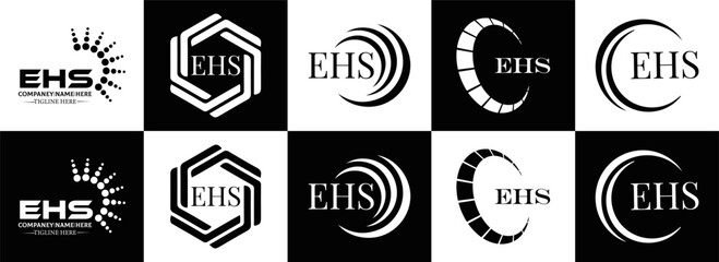 EHS logo. E H S design. EHS letter. EHS, E H S letter logo SET design. Initial letter EHS linked circle uppercase monogram logo. E H S letter logo SET vector design. EHS letter logo design	
