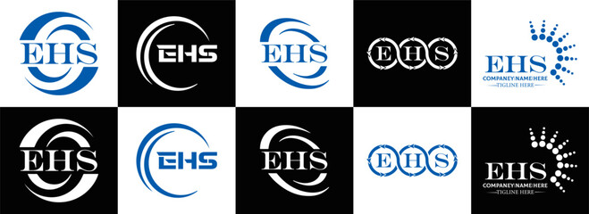 EHS logo. E H S design. EHS letter. EHS, E H S letter logo SET design. Initial letter EHS linked circle uppercase monogram logo. E H S letter logo SET vector design. EHS letter logo design	
