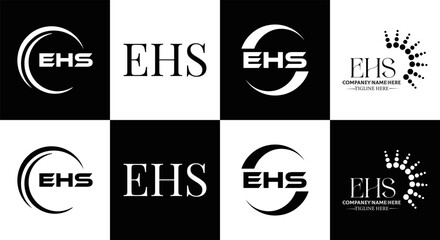EHS logo. E H S design. EHS letter. EHS, E H S letter logo SET design. Initial letter EHS linked circle uppercase monogram logo. E H S letter logo SET vector design. EHS letter logo design	
