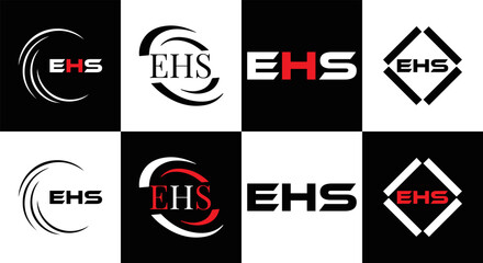 EHS logo. E H S design. EHS letter. EHS, E H S letter logo SET design. Initial letter EHS linked circle uppercase monogram logo. E H S letter logo SET vector design. EHS letter logo design	
