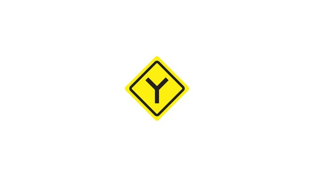 Y Intersection Sign Icon Animation. Transparent background. 4K Video