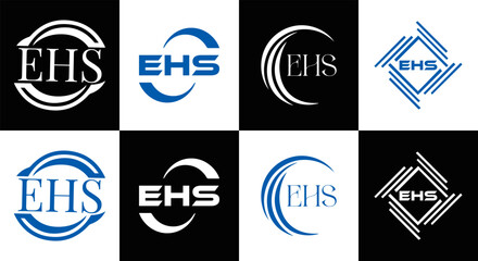 EHS logo. E H S design. EHS letter. EHS, E H S letter logo SET design. Initial letter EHS linked circle uppercase monogram logo. E H S letter logo SET vector design. EHS letter logo design	
