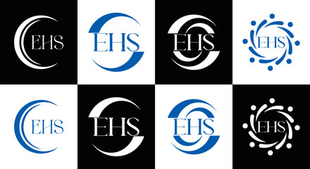 EHS logo. E H S design. EHS letter. EHS, E H S letter logo SET design. Initial letter EHS linked circle uppercase monogram logo. E H S letter logo SET vector design. EHS letter logo design	
