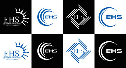 EHS logo. E H S design. EHS letter. EHS, E H S letter logo SET design. Initial letter EHS linked circle uppercase monogram logo. E H S letter logo SET vector design. EHS letter logo design	
