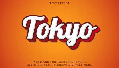 Tokyo text effect template in 3d design