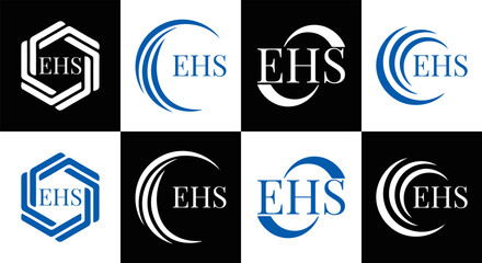 EHS logo. E H S design. EHS letter. EHS, E H S letter logo SET design. Initial letter EHS linked circle uppercase monogram logo. E H S letter logo SET vector design. EHS letter logo design	
