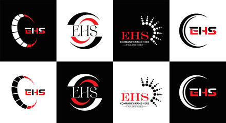 EHS logo. E H S design. EHS letter. EHS, E H S letter logo SET design. Initial letter EHS linked circle uppercase monogram logo. E H S letter logo SET vector design. EHS letter logo design	
