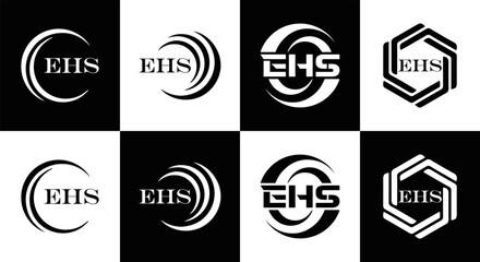 EHS logo. E H S design. EHS letter. EHS, E H S letter logo SET design. Initial letter EHS linked circle uppercase monogram logo. E H S letter logo SET vector design. EHS letter logo design	
