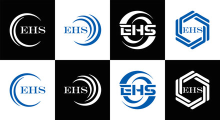 EHS logo. E H S design. EHS letter. EHS, E H S letter logo SET design. Initial letter EHS linked circle uppercase monogram logo. E H S letter logo SET vector design. EHS letter logo design	
