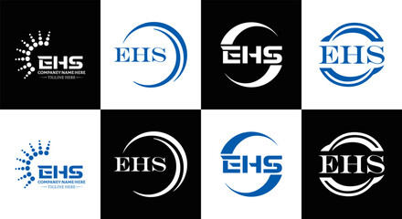 EHS logo. E H S design. EHS letter. EHS, E H S letter logo SET design. Initial letter EHS linked circle uppercase monogram logo. E H S letter logo SET vector design. EHS letter logo design	
