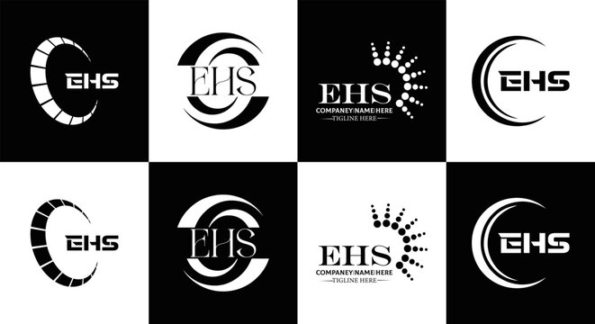 EHS logo. E H S design. EHS letter. EHS, E H S letter logo SET design. Initial letter EHS linked circle uppercase monogram logo. E H S letter logo SET vector design. EHS letter logo design	
