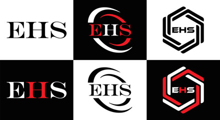 EHS logo. E H S design. EHS letter. EHS, E H S letter logo SET design. Initial letter EHS linked circle uppercase monogram logo. E H S letter logo SET vector design. EHS letter logo design	
