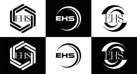 EHS logo. E H S design. EHS letter. EHS, E H S letter logo SET design. Initial letter EHS linked circle uppercase monogram logo. E H S letter logo SET vector design. EHS letter logo design	
