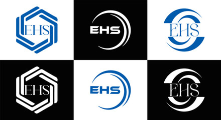 EHS logo. E H S design. EHS letter. EHS, E H S letter logo SET design. Initial letter EHS linked circle uppercase monogram logo. E H S letter logo SET vector design. EHS letter logo design	
