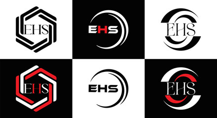 EHS logo. E H S design. EHS letter. EHS, E H S letter logo SET design. Initial letter EHS linked circle uppercase monogram logo. E H S letter logo SET vector design. EHS letter logo design	
