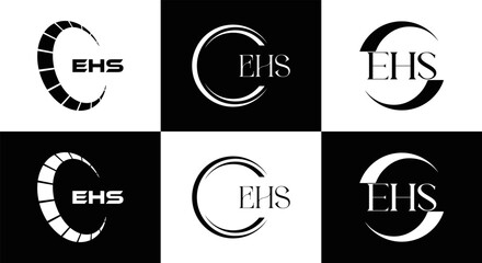 EHS logo. E H S design. EHS letter. EHS, E H S letter logo SET design. Initial letter EHS linked circle uppercase monogram logo. E H S letter logo SET vector design. EHS letter logo design	
