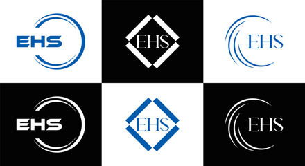 EHS logo. E H S design. EHS letter. EHS, E H S letter logo SET design. Initial letter EHS linked circle uppercase monogram logo. E H S letter logo SET vector design. EHS letter logo design	
