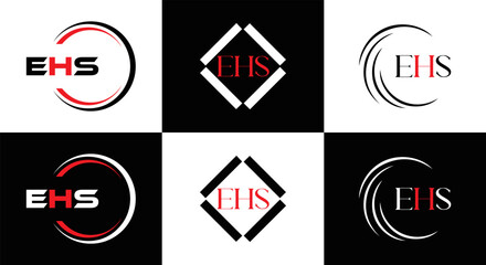 EHS logo. E H S design. EHS letter. EHS, E H S letter logo SET design. Initial letter EHS linked circle uppercase monogram logo. E H S letter logo SET vector design. EHS letter logo design	
