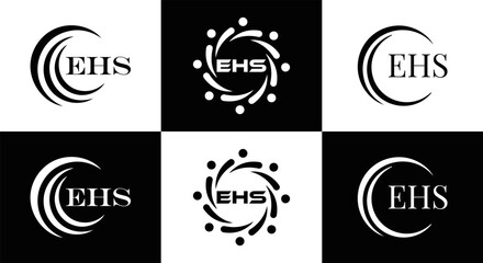 EHS logo. E H S design. EHS letter. EHS, E H S letter logo SET design. Initial letter EHS linked circle uppercase monogram logo. E H S letter logo SET vector design. EHS letter logo design	
