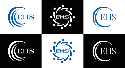 EHS logo. E H S design. EHS letter. EHS, E H S letter logo SET design. Initial letter EHS linked circle uppercase monogram logo. E H S letter logo SET vector design. EHS letter logo design	
