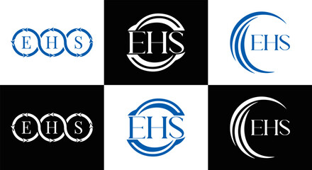EHS logo. E H S design. EHS letter. EHS, E H S letter logo SET design. Initial letter EHS linked circle uppercase monogram logo. E H S letter logo SET vector design. EHS letter logo design	
