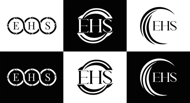EHS logo. E H S design. EHS letter. EHS, E H S letter logo SET design. Initial letter EHS linked circle uppercase monogram logo. E H S letter logo SET vector design. EHS letter logo design	
