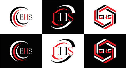 EHS logo. E H S design. WhitE H SHS letter. EHS, E H S letter logo SET design. Initial letter EHS linked circle uppercase monogram logo. E H S letter logo SET vector design. EHS letter logo design	
