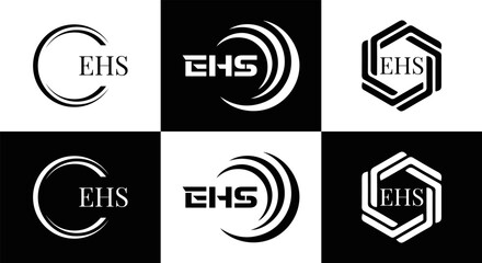 EHS logo. E H S design. WhitE H SHS letter. EHS, E H S letter logo SET design. Initial letter EHS linked circle uppercase monogram logo. E H S letter logo SET vector design. EHS letter logo design	
