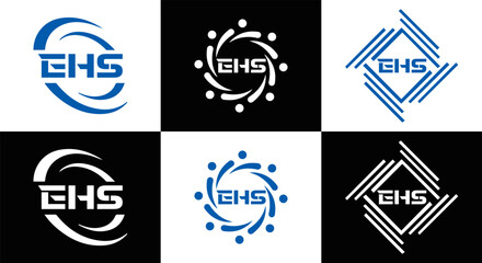 EHS logo. E H S design. WhitE H SHS letter. EHS, E H S letter logo SET design. Initial letter EHS linked circle uppercase monogram logo. E H S letter logo SET vector design. EHS letter logo design	
