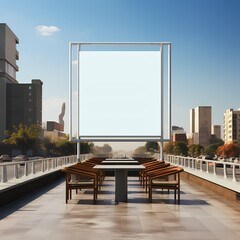 blank large billboard mockup in the city center street background