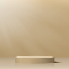 3d cream color podium and minimal cream color wall scene. 3d podium minimal abstract background. Vector