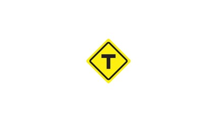 T Intersection Sign Icon Animation. Transparent background. 4K Video