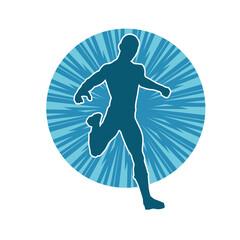 Silhouette of a sporty man in running pose. Silhouette of a male run pose.