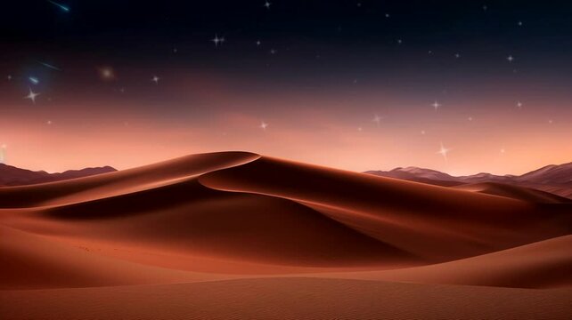 Desert scene at night, animated virtual repeating seamless 4k