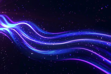 Fototapeta premium Abstract background with blue glowing wavy lines 