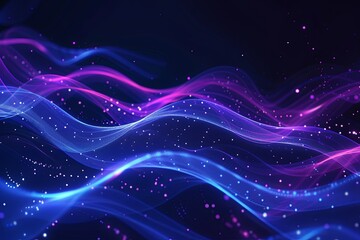 Fototapeta premium Abstract background with blue glowing wavy lines w