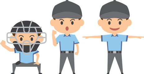 野球審判のイメージイラストセット