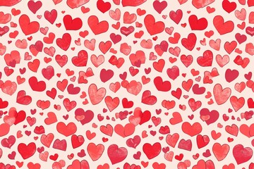 Red love heart seamless pattern illustration