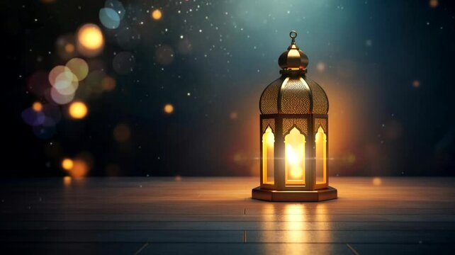Ramadan lantern scene with blur background, animated virtual repeating seamless 4k