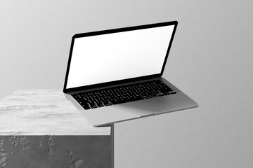 3d laptop mockup with dark background