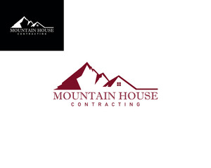 House in the mountain area. Vector logo template.