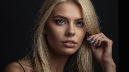 Fototapeta premium Portrait of a woman with long blond hair