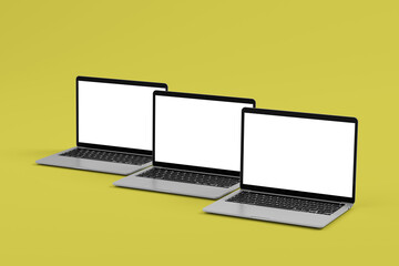 laptop computer mockup with white screen