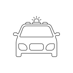 Police car icon line style isolated on white background. Vector illustration