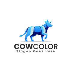 Vector Logo Illustration Cow Gradient Colorful Style