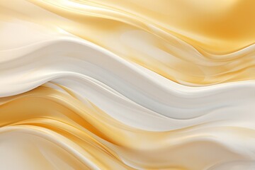 Golden hues merge with pristine white, forming an abstract masterpiece that sparkles in high definition, creating a luxurious wavy backdrop.