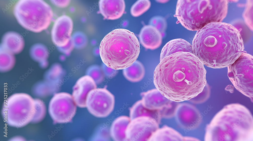 Poster 3d digital illustration of streptococcus cells, conceptually highlighting a biological or medical th